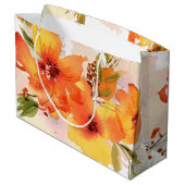Grand Sac Cadeau Orange aquarelle automne floral (Dos Angle)