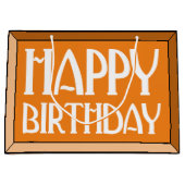 Grand Sac Cadeau Orange Beveled Joyeux Anniversaire Art Déco (Devant)