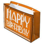 Grand Sac Cadeau Orange Beveled Joyeux Anniversaire Art Déco (Dos Angle)