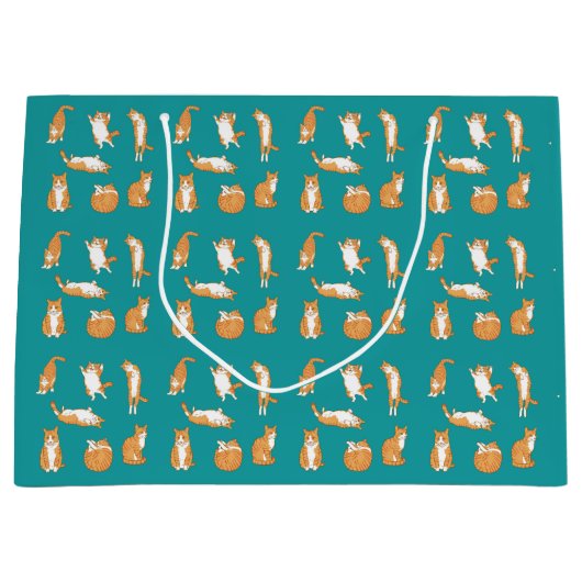 Grand Sac Cadeau Orange Cats Funny (Devant)