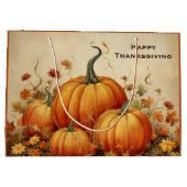 Grand Sac Cadeau Orange Citrouille Russe Automne Thanksgiving (Dos)