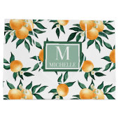 Grand Sac Cadeau Orange Citrus Watercolor Monogram Name (Dos)