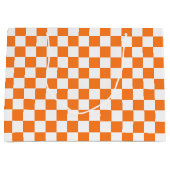 Grand Sac Cadeau Orange et blanc Checkered (Devant)