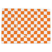 Grand Sac Cadeau Orange et blanc Checkered (Dos)