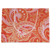 Grand Sac Cadeau Orange Paisley (Devant)