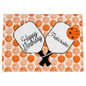 Grand Sac Cadeau Orange Pickleballs et Paddles (Devant)
