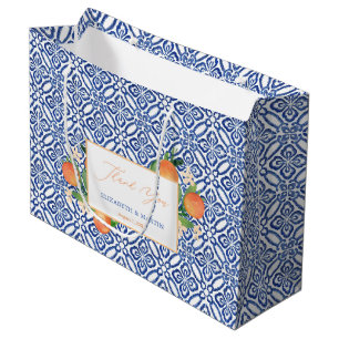 Grand Sac Cadeau Oranges Douces Et Mariage De Carrelage Bleu Blanc