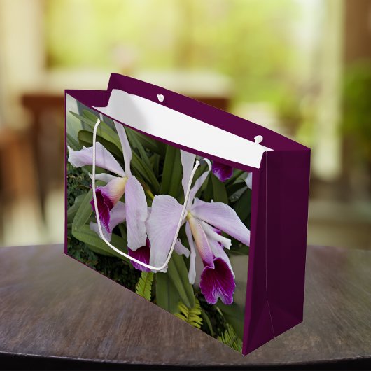 Grand Sac Cadeau Orchidées cattleya violet Floral