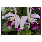 Grand Sac Cadeau Orchidées cattleya violet Floral (Dos)