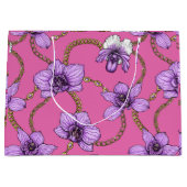 Grand Sac Cadeau Orchidées et chaînes, violet et rose (Devant)
