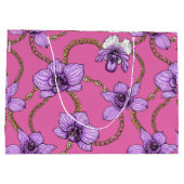 Grand Sac Cadeau Orchidées et chaînes, violet et rose (Dos)