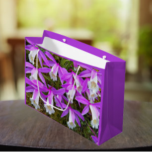 Grand Sac Cadeau Orchidées violettes et blanches de Pleione Floral