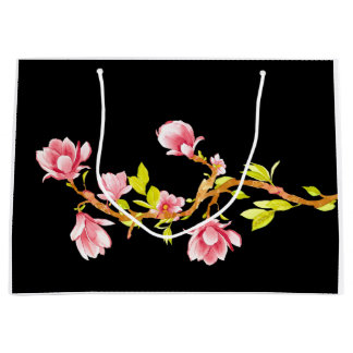 Grand Sac Cadeau Oreiller Magnolia Noir