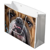 Grand Sac Cadeau Oreillers à lancer de Bulldog anglais (Devant Angle)