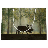 Grand Sac Cadeau Orignaux dans l'illustration de forêt (Devant)