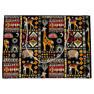 Grand Sac Cadeau Ornement traditionnel ethnique africain, patte tri