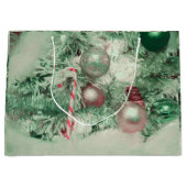 Grand Sac Cadeau Ornements de Noël Arbre de Vacances vert rose (Devant)