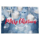 Grand Sac Cadeau Ornements de Noël bleus (Dos)