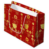 Grand Sac Cadeau Ornements rouges et or (Devant Angle)