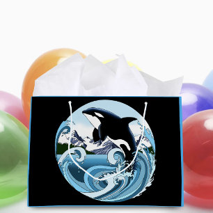 Grand Sac Cadeau Orque majestueux baleine tueuse vagues bleues océa