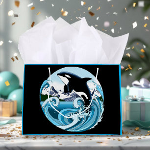 Grand Sac Cadeau Orque majestueux baleine tueuse vagues bleues océa