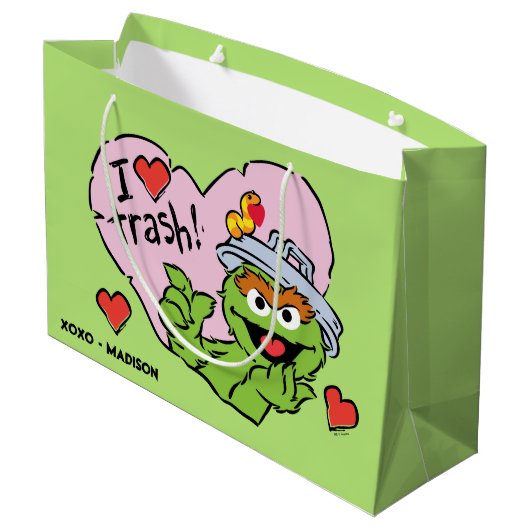 Grand Sac Cadeau Oscar "I Love Trash" Valentine (Dos Angle)