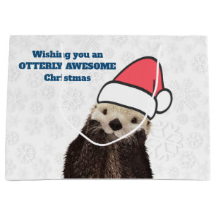 Grand Sac Cadeau Otter de Noël Loft Drôle Pun