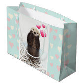 Grand Sac Cadeau Otter mignonne avec Coeurs d'Amour Rose (Dos Angle)