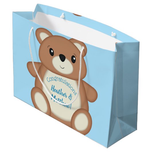 Grand Sac Cadeau Ours bleu Teddy (Dos Angle)