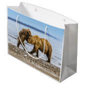 Grand Sac Cadeau Ours brun côtier (Dos Angle)