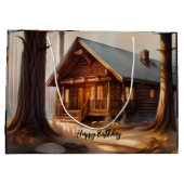 Grand Sac Cadeau Ours d'aquarelle Brown rustique (Dos)