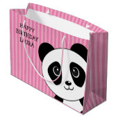 Grand Sac Cadeau Ours de panda aux rayures roses Anniversaire (Dos Angle)