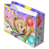 Grand Sac Cadeau Ours en Cravate mignonne Animal Party (Devant Angle)