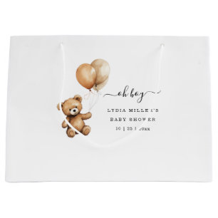 Grand Sac Cadeau Ours en peluche Ballons baby shower neutre