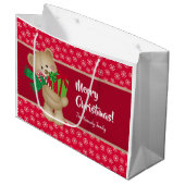 Grand Sac Cadeau Ours en peluche de Noël avec cadeau et flocons de (Devant Angle)