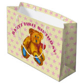 Grand Sac Cadeau Ours En Teddy Aux Étoiles Roses (Dos Angle)