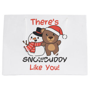 Grand Sac Cadeau Ours Il y a Snowbuddy Comme Snowman Pun Grand Cade