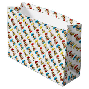 Grand Sac Cadeau Ours mignons en galoches avec parapluies fantaisis