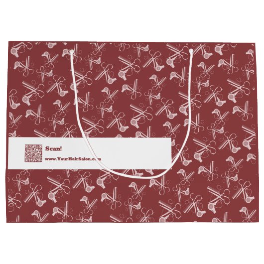 Grand Sac Cadeau Outils Salon Logo motif Motto QR Code Bourgogne (Dos)