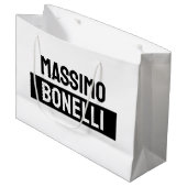 Grand Sac Cadeau Own Name Minimalist Modern Plain Black White (Devant Angle)