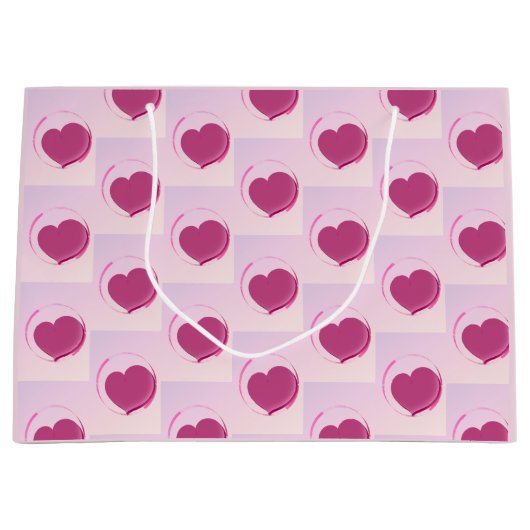 Grand Sac Cadeau Padrão fofo de corações. (Devant)