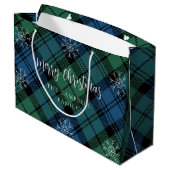 Grand Sac Cadeau Paid Green Blue Rustic Campbell Tartan (Dos Angle)