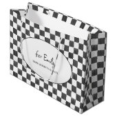 Grand Sac Cadeau Painted Black Checkerboard Pattern Personalized (Devant Angle)