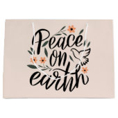 Grand Sac Cadeau Paix sur Terre Design Floral (Devant)