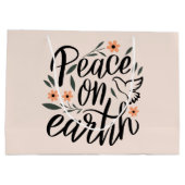 Grand Sac Cadeau Paix sur Terre Design Floral (Dos)