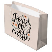 Grand Sac Cadeau Paix sur Terre Design Floral (Dos Angle)