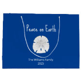 Grand Sac Cadeau Paix sur Terre Noël Plage de sable Dollar Bleu (Dos)