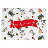 Grand Sac Cadeau Palm Trees Motif de Noël tropical (Devant)