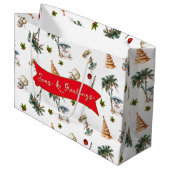 Grand Sac Cadeau Palm Trees Motif de Noël tropical (Devant Angle)