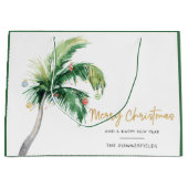 Grand Sac Cadeau Palmier décoré Noël Famille (Devant)